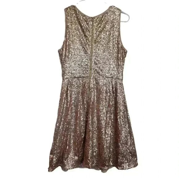 Issi Women's Gold Sequin Poly Lined Sleeveless A-Line Dress - Picture 6 of 11